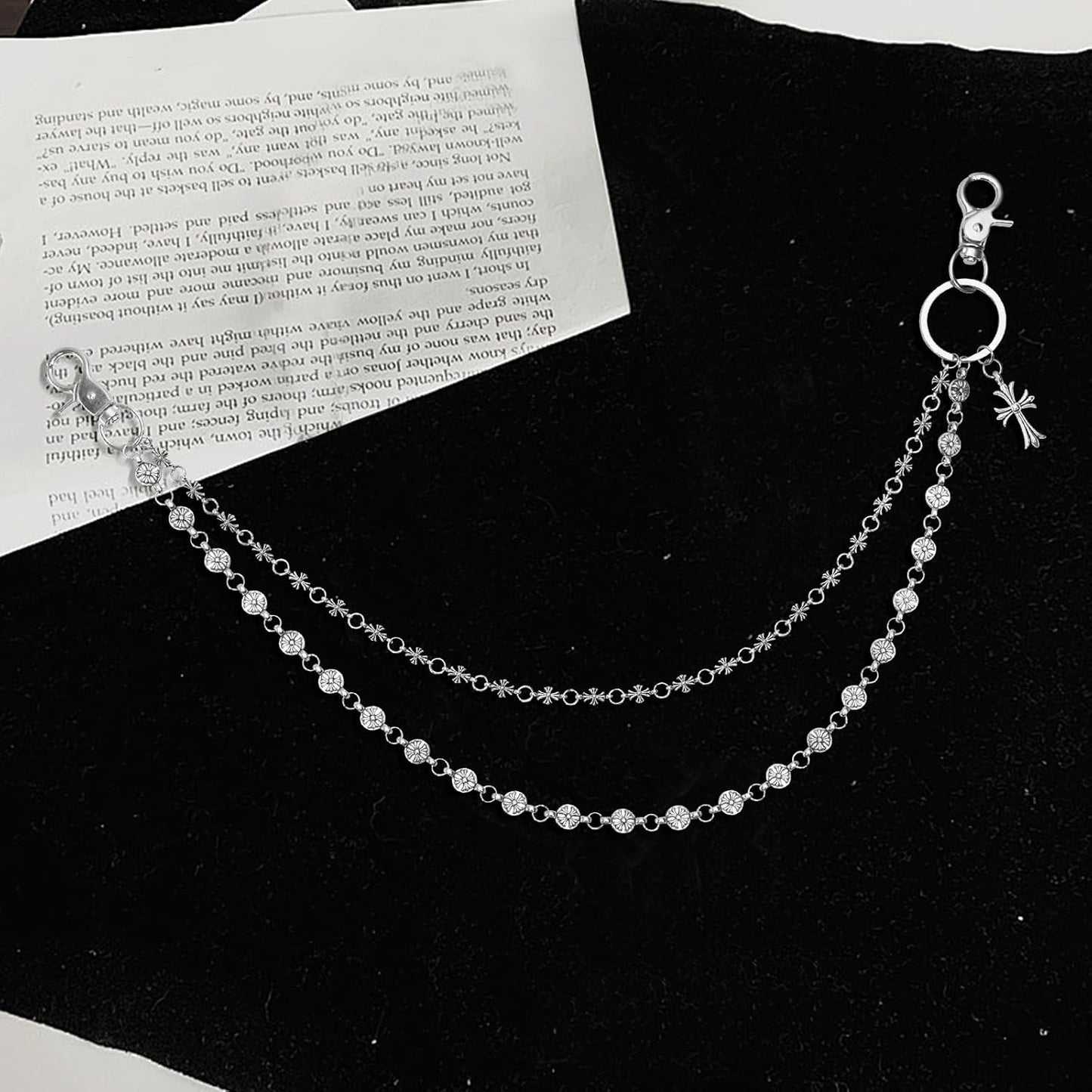 Wallet Chain - Wallet Chains for Men, Pants Chains Double Cross Pocket Chains Punk Trousers Jeans Chains for Biker Heavy Skull Chain Belt Goth Accessories