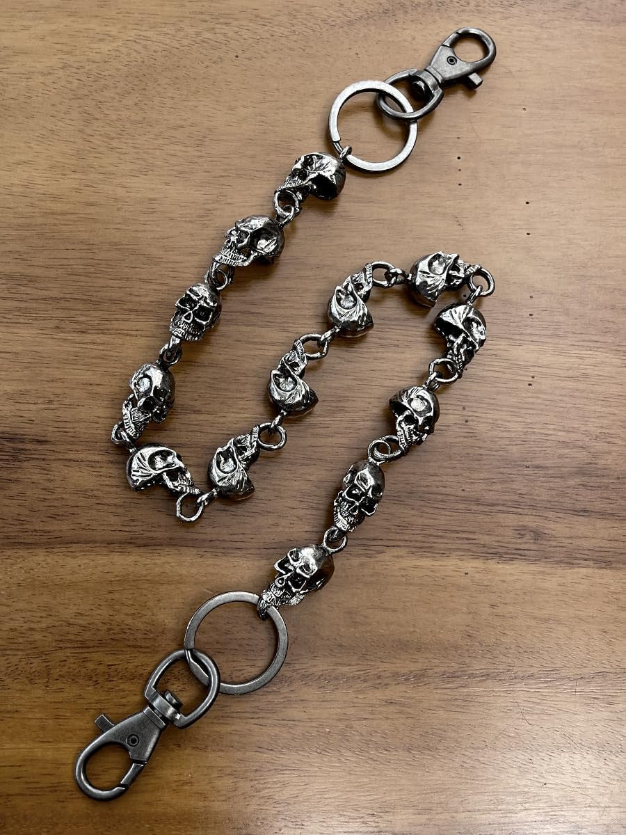Wallet Chain for Men - Pants, Jean, Belt, Biker, Skull Chains - Halloween Costumes, Punk Heavy Goth Accessories