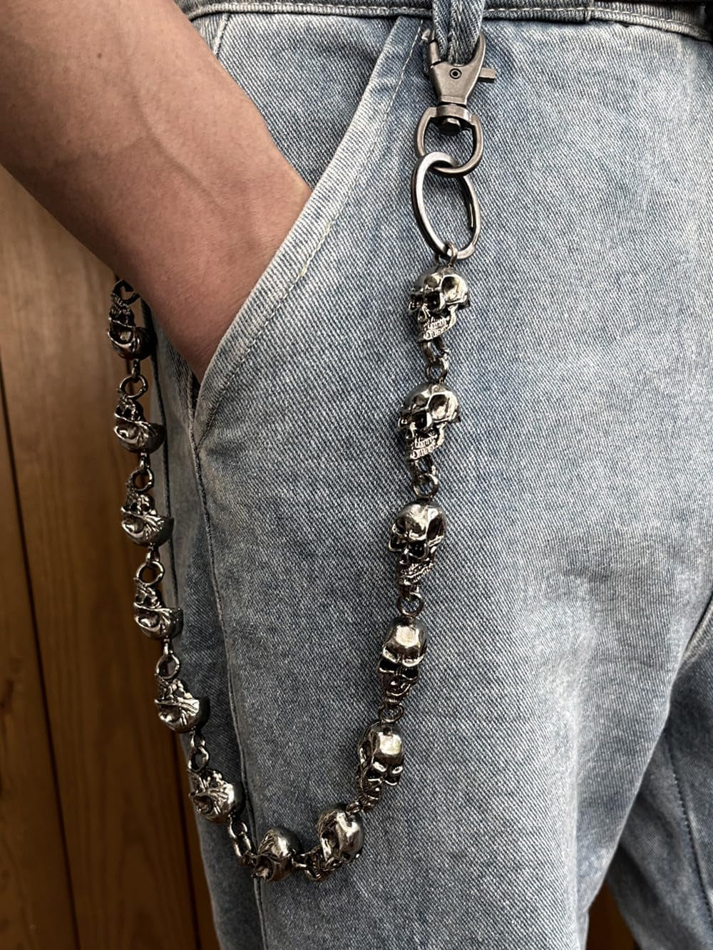 Wallet Chain for Men - Pants, Jean, Belt, Biker, Skull Chains - Halloween Costumes, Punk Heavy Goth Accessories