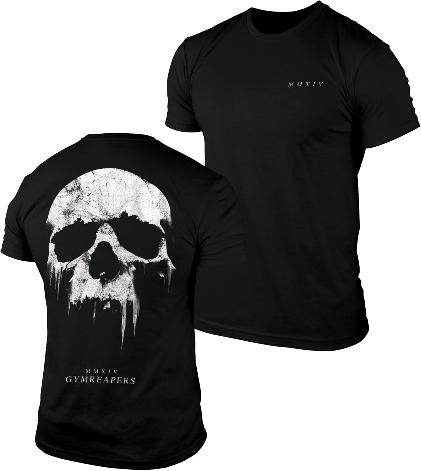 Skull Moisture Wicking T-Shirts for Men - Short Sleeve Workout Gym Shirts - Running Athletic Tees & Dry Fit Tshirt