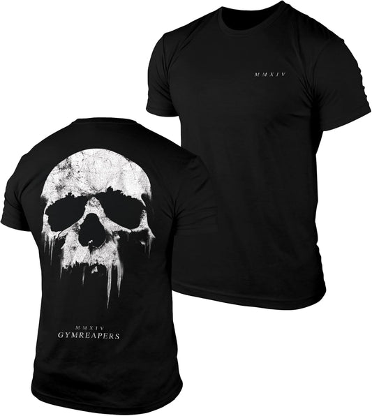 Skull Moisture Wicking T-Shirts for Men - Short Sleeve Workout Gym Shirts - Running Athletic Tees & Dry Fit Tshirt
