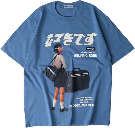 Mens Oversized Graphic Tee Summer Unisex Hipster Printed Casual Harajuku Top Tshirt