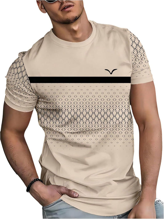 Men'S T Shirts for Men Crewneck Short Sleeve Classic Shirt Summer Printed Pullover Top