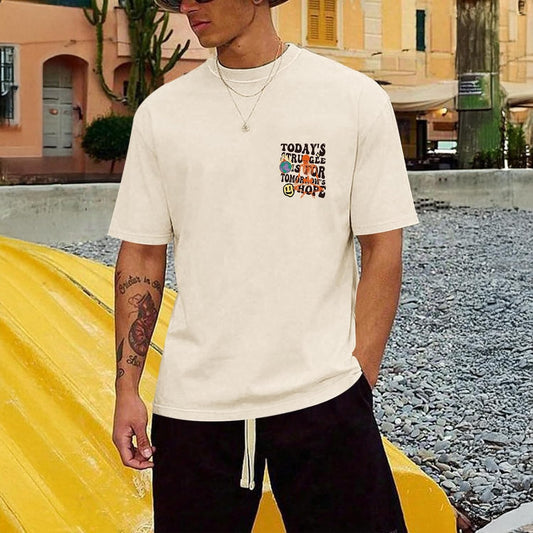 Weiyuqi Oversized Graphic Tshirt for Men Letter Print Vintage T Shirt Tees Casual Loose Fit Retro Streetwear Shirts Tops