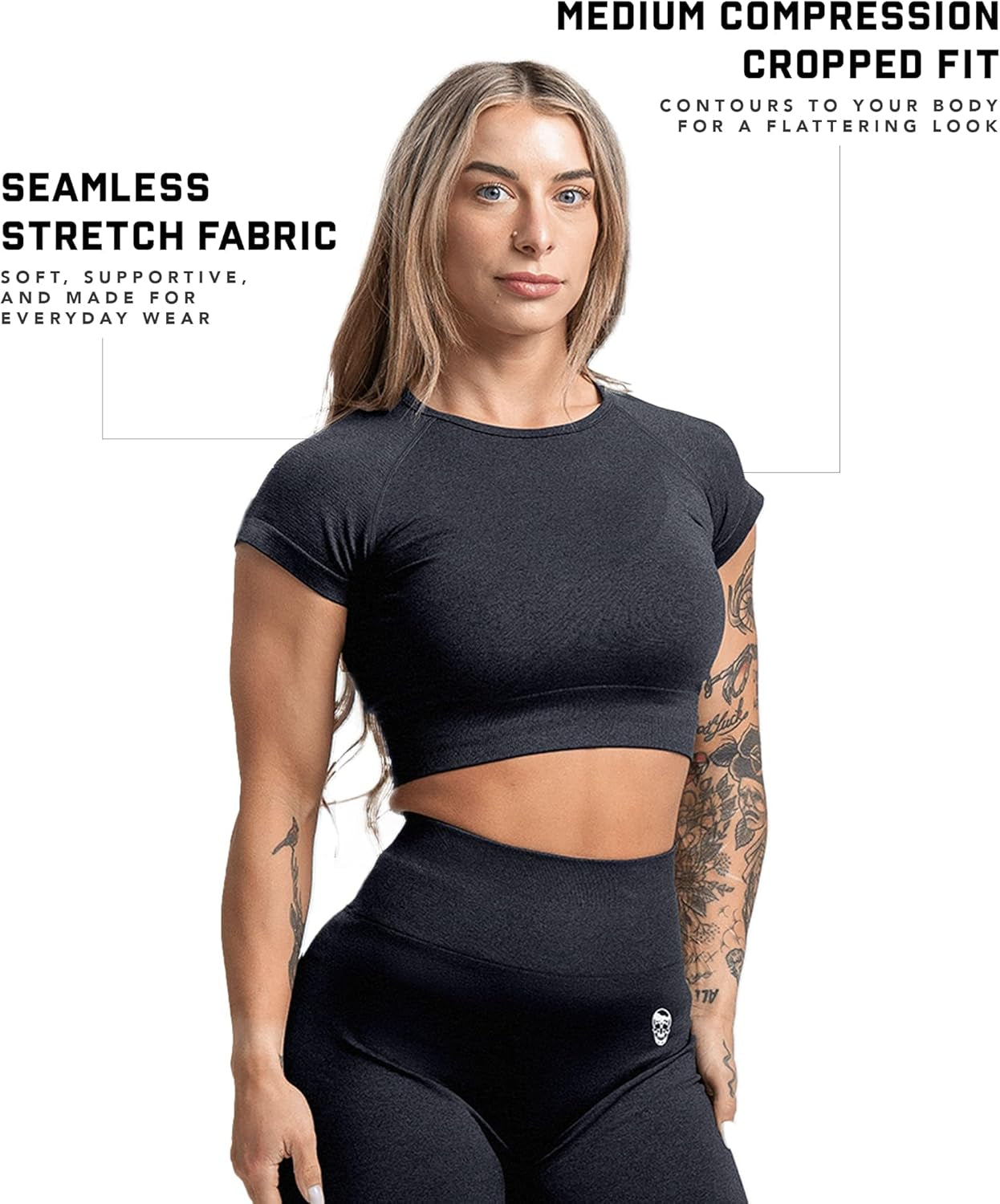 Women'S Cropped Workout Tee – Short Sleeve Athletic Crop Top for Gym, Yoga, Running & Fitness Training