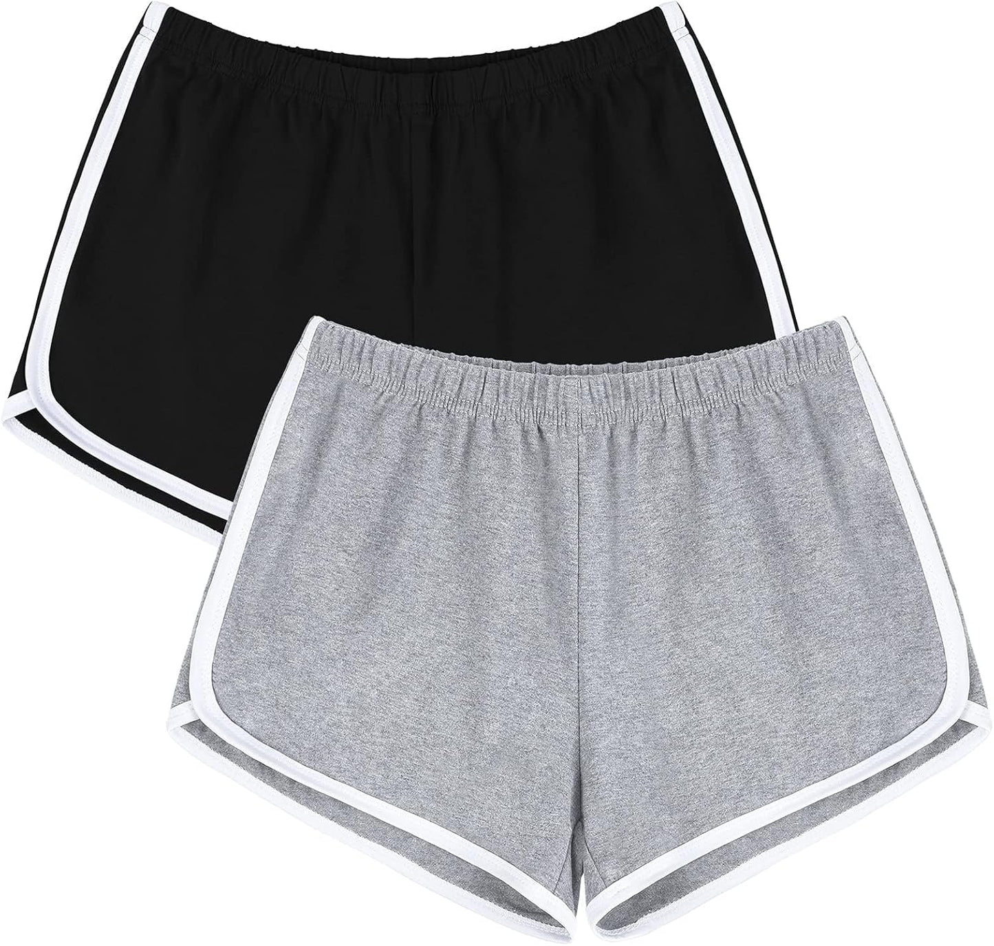 Women'S Cotton Gym Yoga Summer Running Active Dance Elastic Shorts, Pack of 2