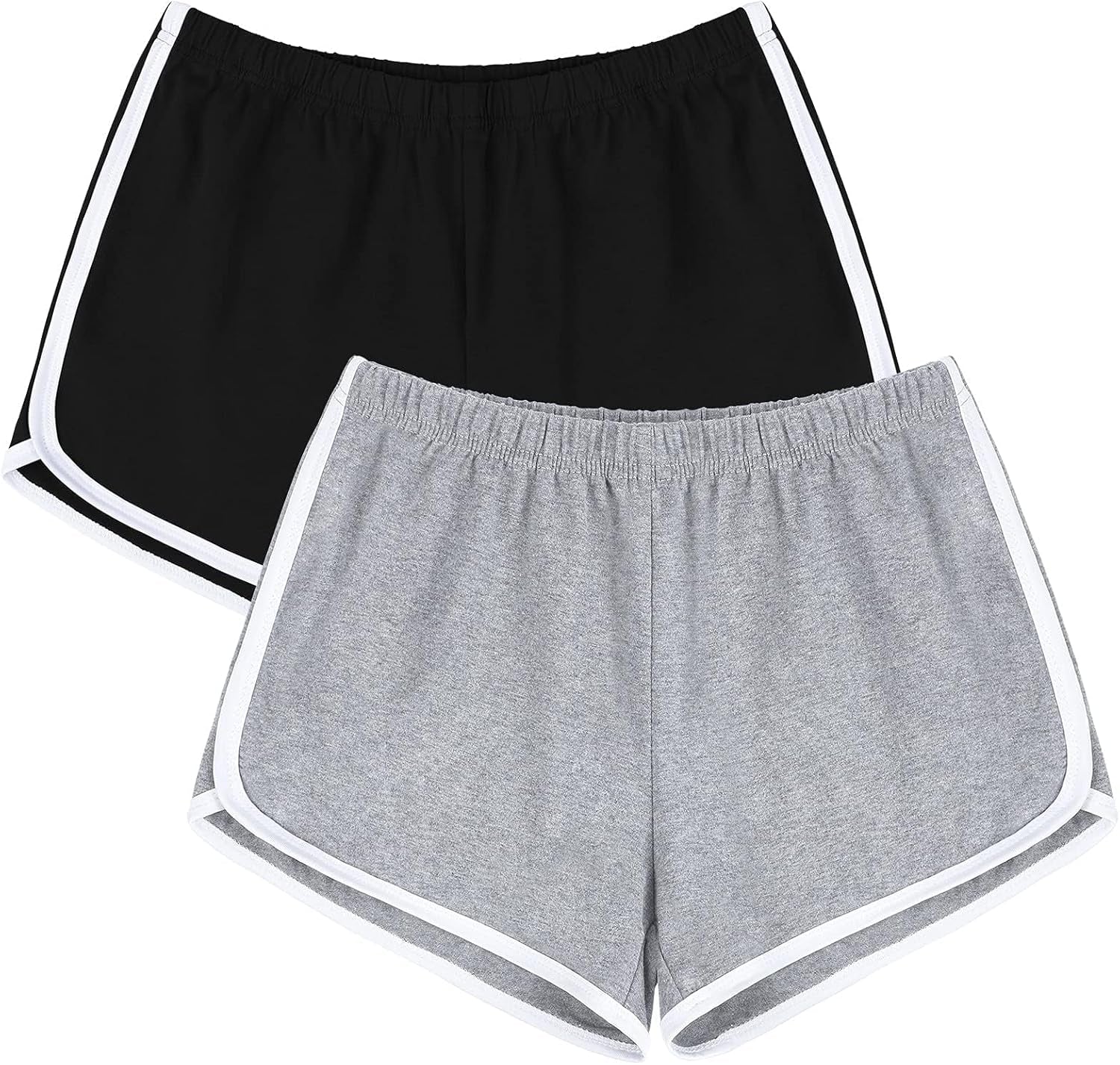 Women'S Cotton Gym Yoga Summer Running Active Dance Elastic Shorts, Pack of 2