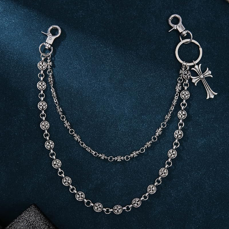 Pants Chain，Wallet Chain，Cross Keychain, Hip Hop Punk Jeans Chain Goth Accessories for Men Women Clothing Accessories