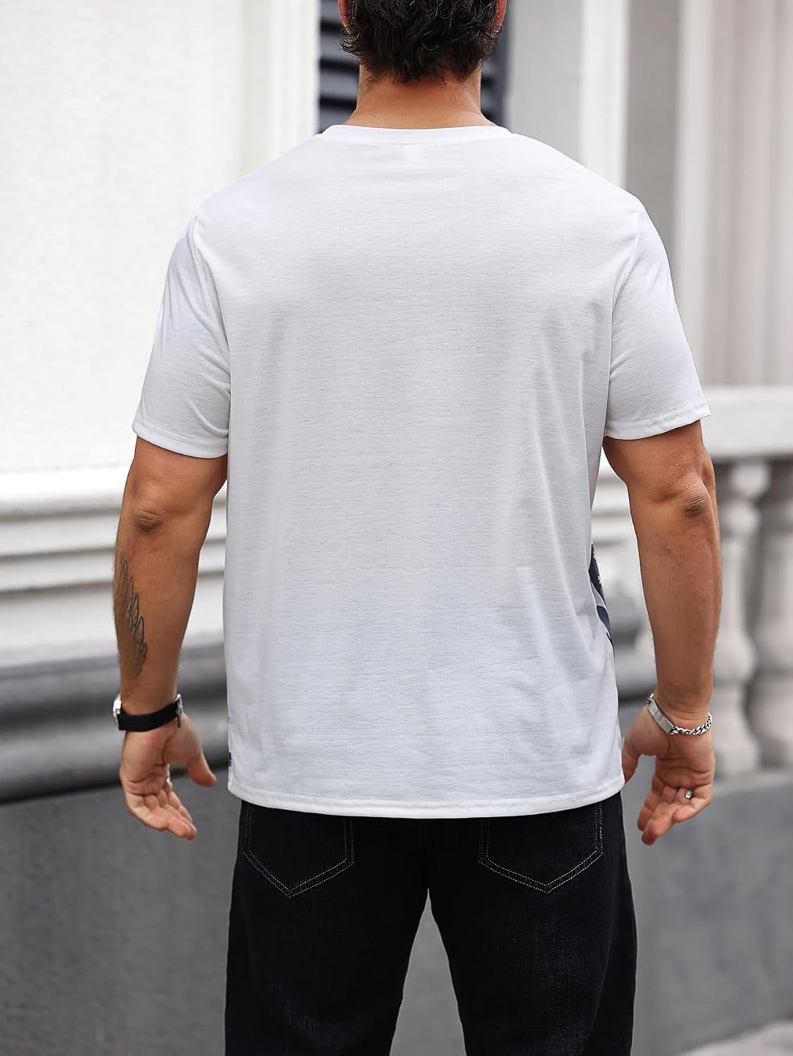 Men'S Graphic Short Sleeve Tee Crew Neck Letter Print T Shirts Summer Tops