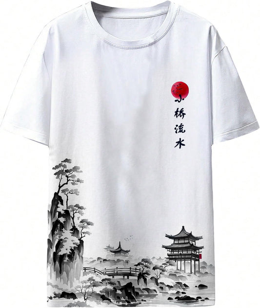 Men'S Graphic Short Sleeve Tee Crew Neck Letter Print T Shirts Summer Tops