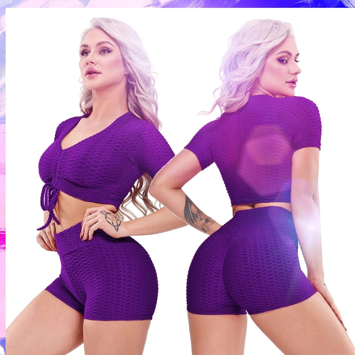 Women Workout Shorts Brazilian Textured Booty Leggings Shorts Anti-Cellulite Scrunch Butt Lift
