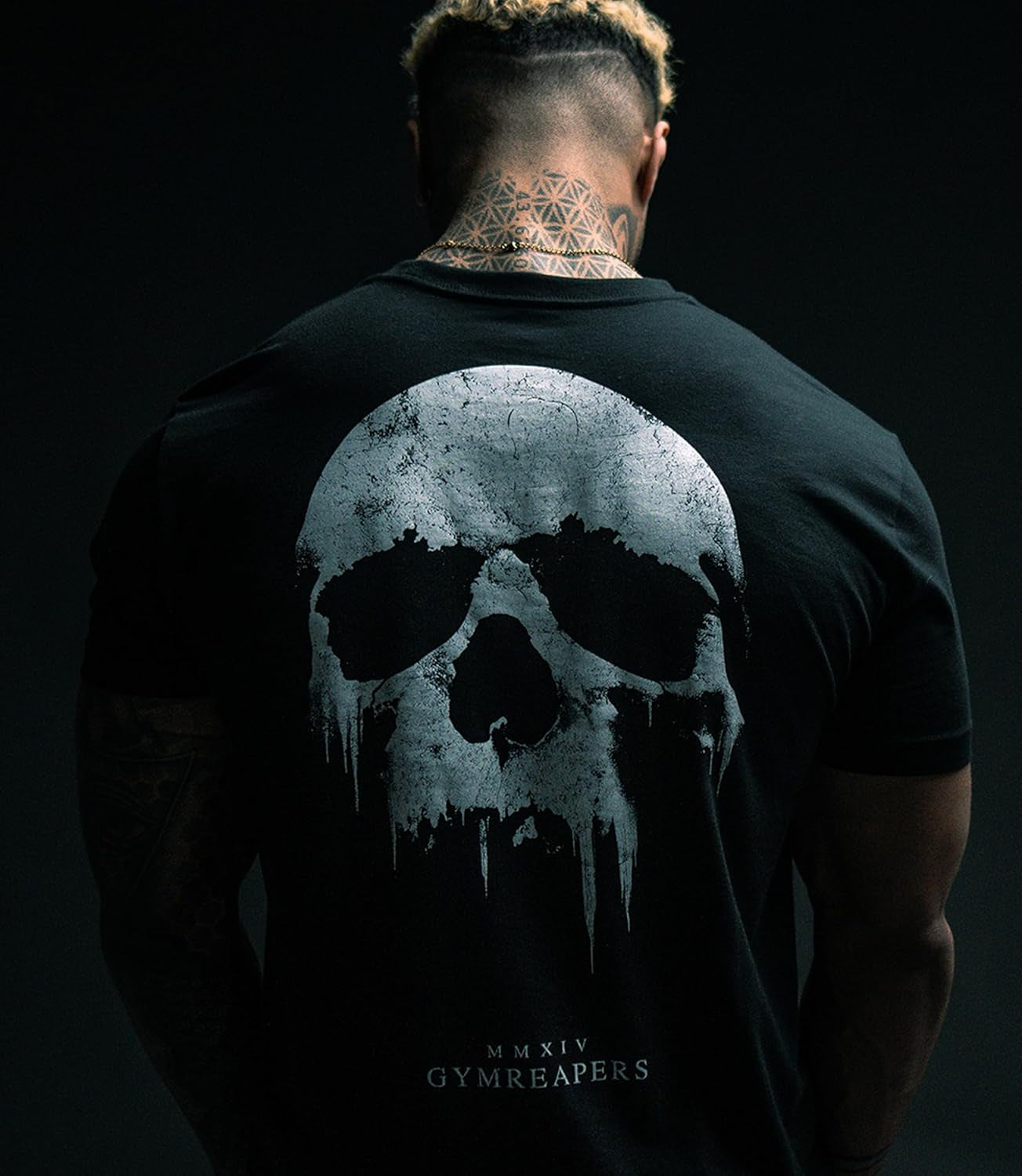 Skull Moisture Wicking T-Shirts for Men - Short Sleeve Workout Gym Shirts - Running Athletic Tees & Dry Fit Tshirt