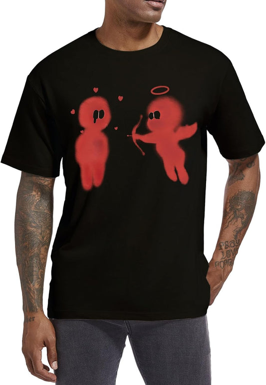 Mens Oversized Vintage Graphic T Shirt Cupid’S Love Arrow Baggy Shirts Streetwear Tshirt Retro Casual Tee Tops