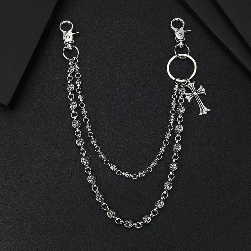 Pants Chain，Wallet Chain，Cross Keychain, Hip Hop Punk Jeans Chain Goth Accessories for Men Women Clothing Accessories