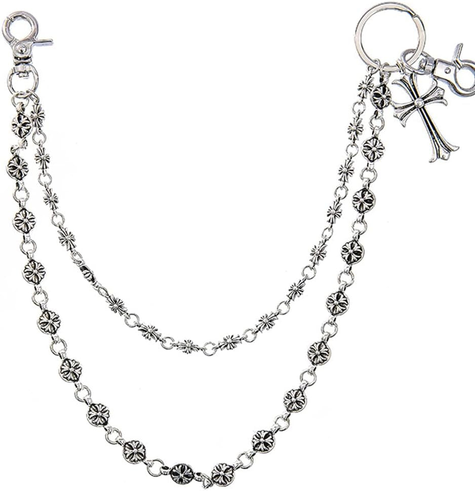 Pants Chain，Wallet Chain，Cross Keychain, Hip Hop Punk Jeans Chain Goth Accessories for Men Women Clothing Accessories