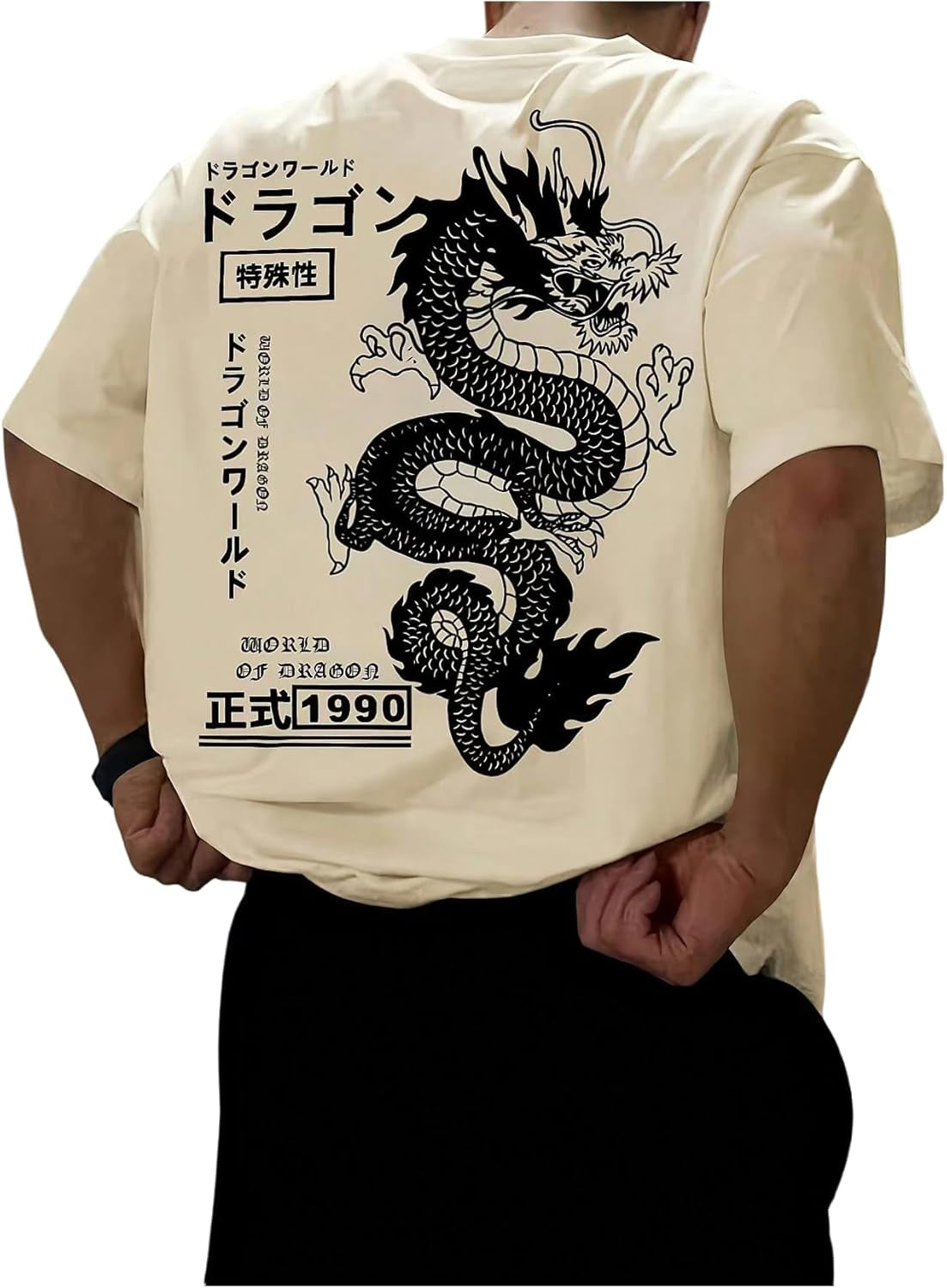 Men'S Japanese Letter Graphic Tee Top Oversized Short Sleeve Casual Aesthetic Print T-Shirt