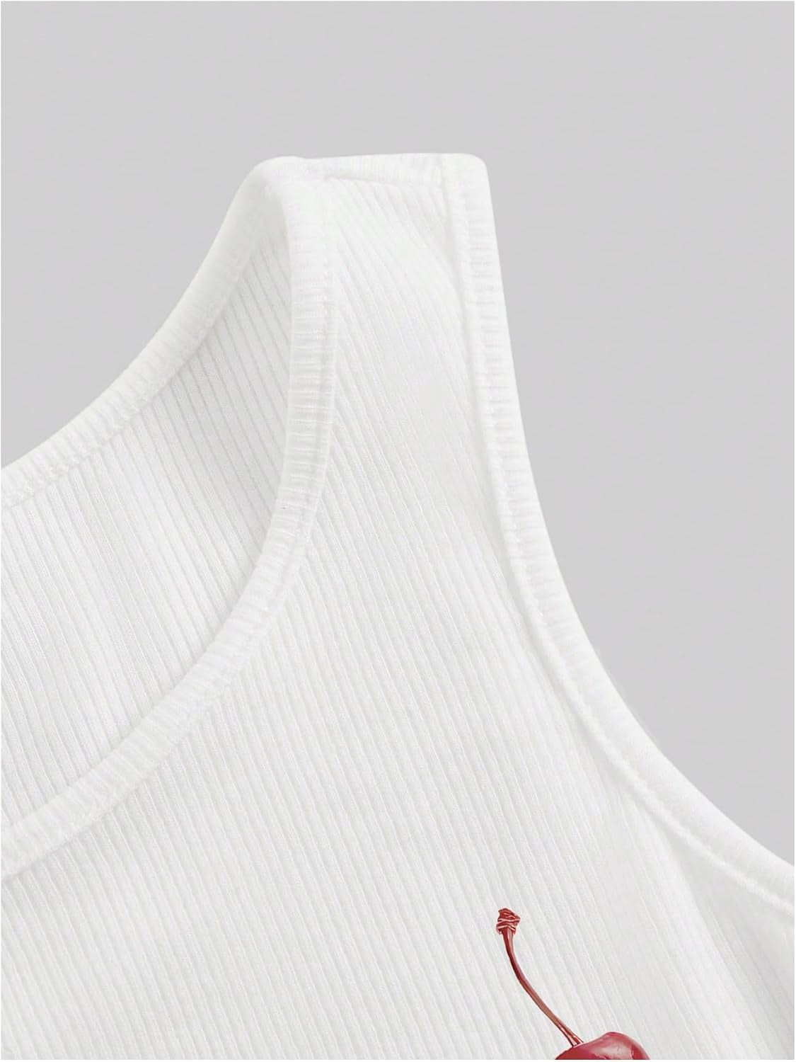 Women'S Cherry Print Cropped Tank Top Scoop Neck Sleeveless Slim Fit Summer Tops