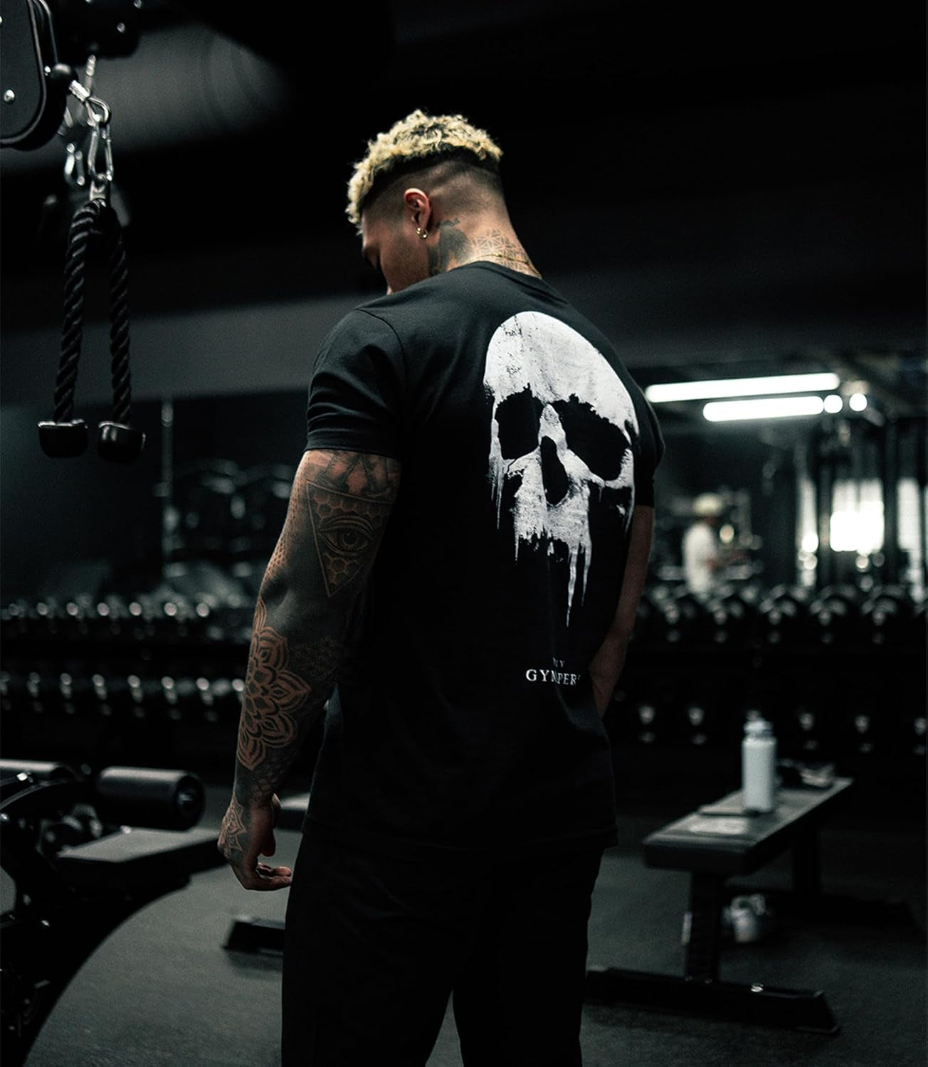 Skull Moisture Wicking T-Shirts for Men - Short Sleeve Workout Gym Shirts - Running Athletic Tees & Dry Fit Tshirt
