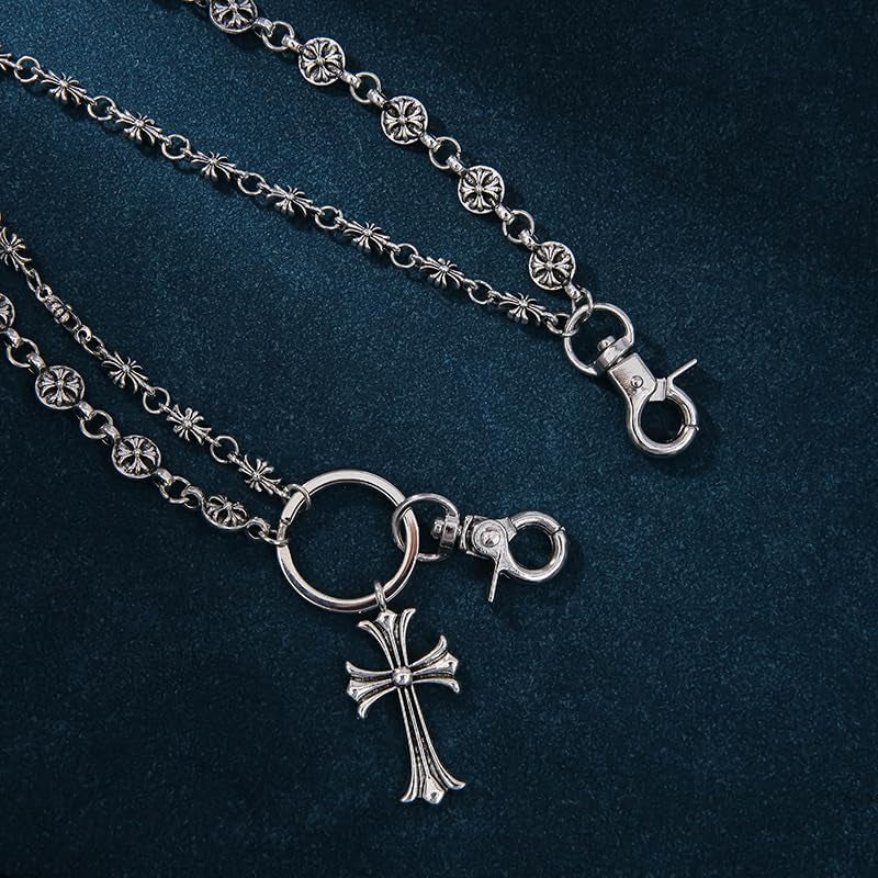 Pants Chain，Wallet Chain，Cross Keychain, Hip Hop Punk Jeans Chain Goth Accessories for Men Women Clothing Accessories
