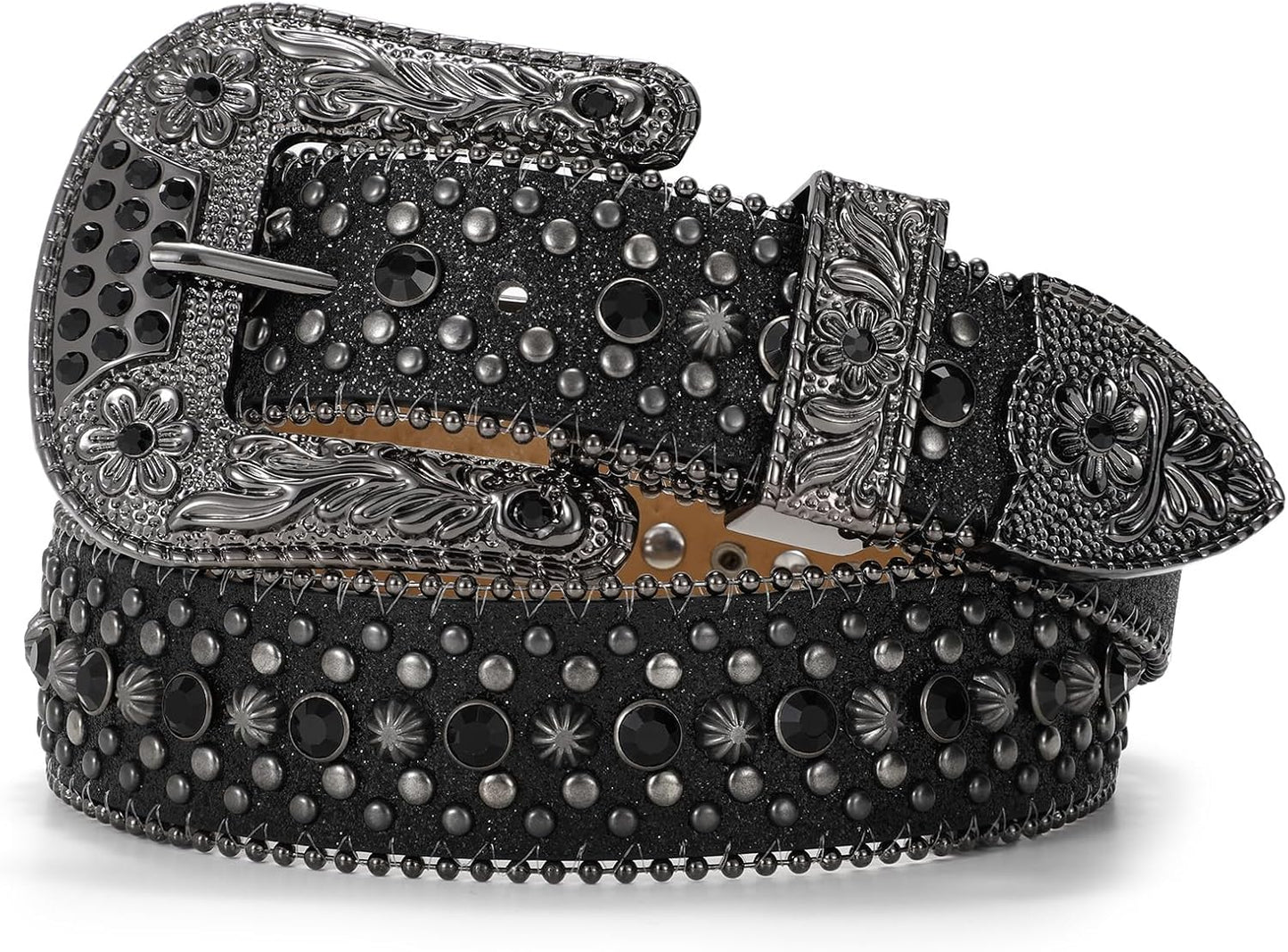 Rhinestone Belt Goth Bling Belts for Women and Men Western Cowboy Cowgirl Belts for Jeans, Halloween Belt